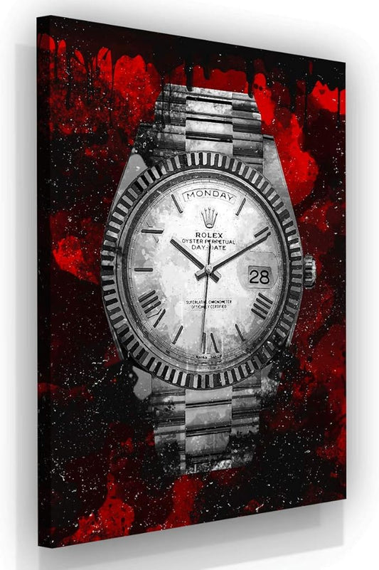 Luxury Watch Canvas Print Office Wall Decor Modern Art Pop Culture Decoration Inspiration Clock Timer Prints Framed Arts Walls Furniture (8 x 8 in)-StrideForce Fitness