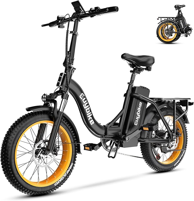 Folding Electric Bike for Adults with Peak 1000W Motor, 48V 20AH Battery up to 30MPH 80 Miles, 20" Fat Tire All Terrain Ebike, Front Suspension 7-Speed Commuter E Bike, Step-Thru, UL Certified-StrideForce Fitness