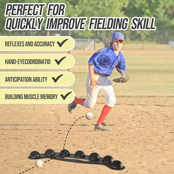 Baseball Softball Training Equipment,Easy to Use Baseball Fielding Trainer for Improving Fielding, Catching and Defensive Skill, Baseball Fielder Mat for Fielder,Catcher with Ground Stake-StrideForce Fitness