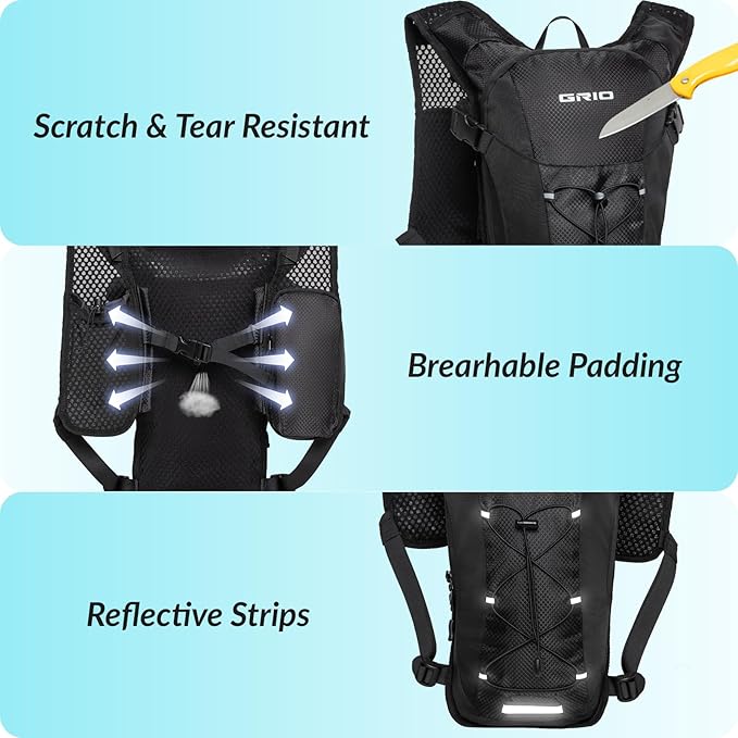 Lightweight Hydration Backpack for Women & Men, Small Running Backpack, Hiking Backpack with 2L Water Bladder Running Vest for Hiking Cycling Running Biking Black-StrideForce Fitness
