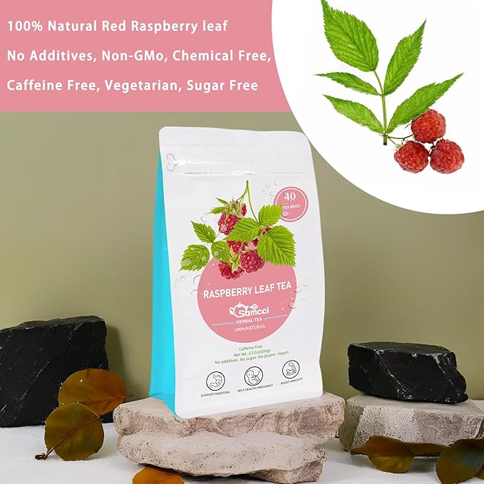 Samcci - Raspberry Leaf Tea Bag, 40 Teabags - Natural Pregnancy Tea - Pure Red Raspberry Leaf Herbal Tea - Help Childbirth & Support Menstrual - Non-GMO - Caffeine-free-StrideForce Fitness