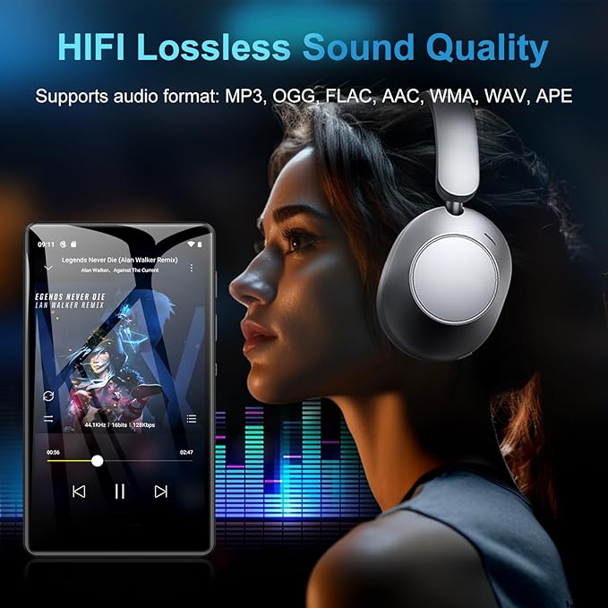 80GB MP3 Player with Bluetooth and WiFi, SWOFY M503Pro Mp3 & Mp4 Music Player with Spotify, Amazon Music, Audible, Browser, 4.0" Touch Screen Android Player with Speaker, FM Radio, Up to 512GB Black-StrideForce Fitness