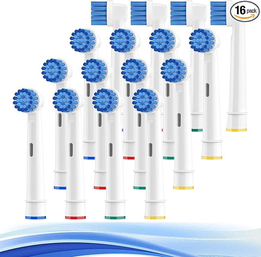 THISONG Soft Replacement Brush Heads for Braun Electric Toothbrush, Gentle and Comfortable Brushing Experience for Sensitive Gums, Pack of 16