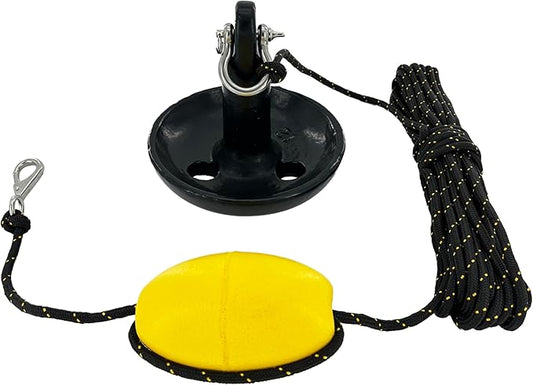 XIALUO Marine Mushroom Anchor Kit 12 lb Black PE Coated Kayak Anchor Accessories with 50 ft Rope for Fishing Kayaks, Canoe, Jet Ski, SUP Paddle Board and Small Boats-StrideForce Fitness