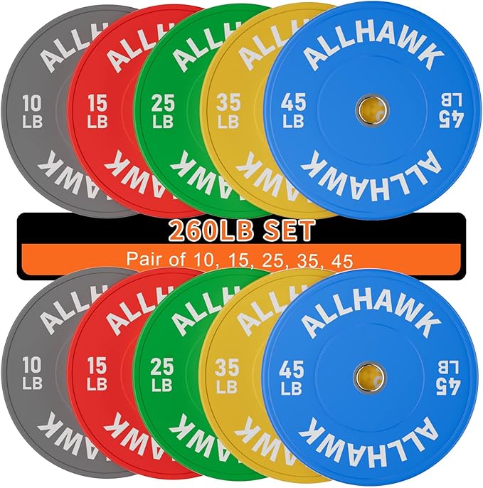 Colored Olympic Weight Plates, 2-inch Rubber Bumper Plate Set for Home Gym Barbell Weight Lifting and Strength Training-StrideForce Fitness