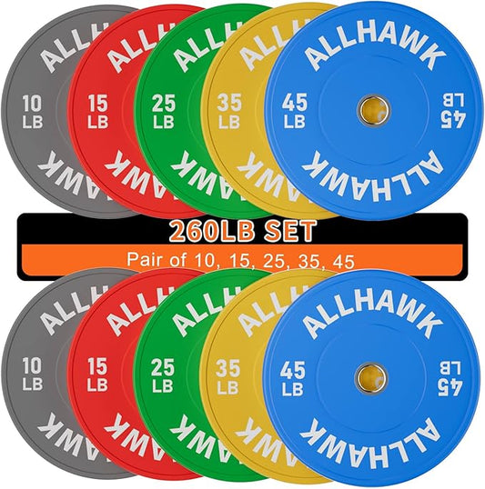 Colored Olympic Weight Plates, 2-inch Rubber Bumper Plate Set for Home Gym Barbell Weight Lifting and Strength Training-StrideForce Fitness