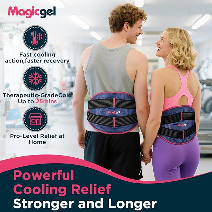 Magic Gel Back Ice Pack - Maximum Compression Sports Cold Compress Wrap for Back & Lower Body - Reusable Hot & Cold Packs-StrideForce Fitness