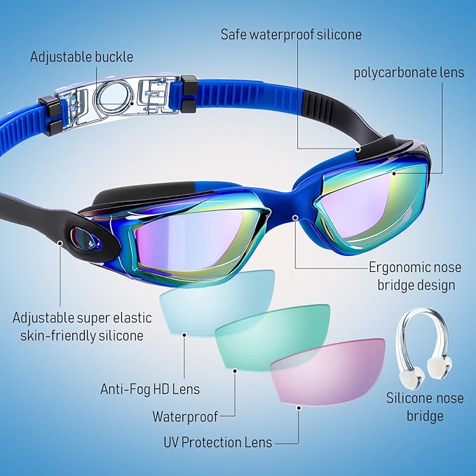 Konohan 10 Pack Swim Goggles Bulk for Kids adult Pool Goggles Anti Fog Silicone No Leak Swimming Glasses for Men Women Youth-StrideForce Fitness