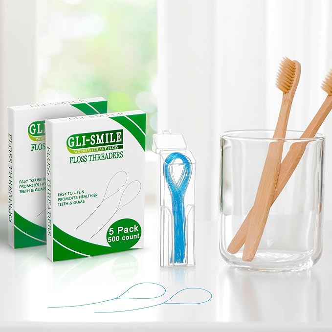 Floss Threaders, Orthodontic Threader, Ultraclean Access Tool for Maintaining Oral Health with Braces, Bridges, and Implants 500 Count (5Pack)