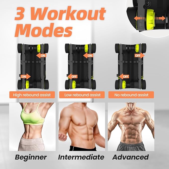 WONDER CORE Slide Fit, Ab Roller Board with 4 Wheels, Automatic Rebound Abdominal Wheel for Core Workout, Ab Exercise Equipment, Abdominal Exerciser, Heroboard Fitness Rolling Board with Knee Pad-StrideForce Fitness