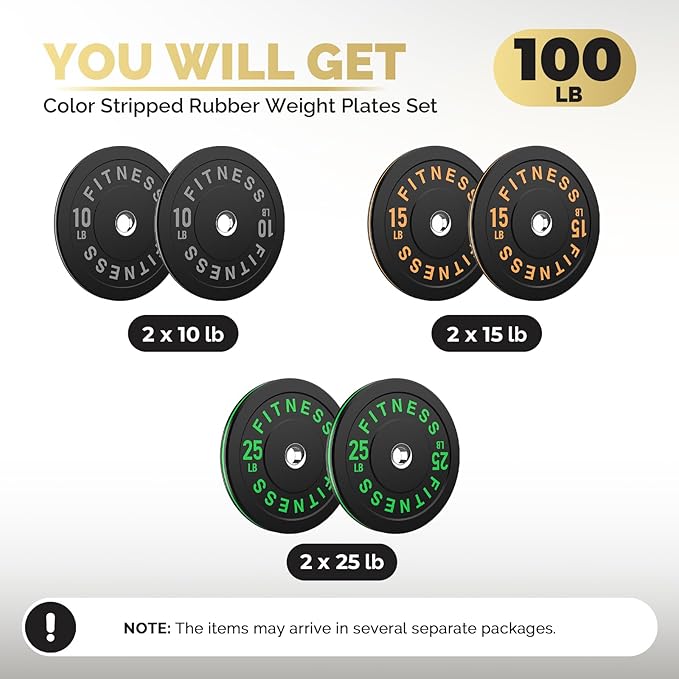 2 Inch Bumper Plates，10-500lbs，Barbell Rubber Olympic Weight Plates Set for Home Gym, Strength Training & Weight Lifting, Multiple Options Colors-StrideForce Fitness