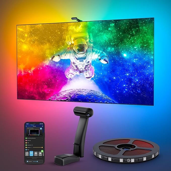 Govee Envisual TV LED Backlight T2 with Dual Cameras, 21ft RGBIC Wi-Fi LED Strip Lights for 98-100 inch TVs, Double Strip Light Beads, for Home Decorations, Smart App Control, Music Sync-StrideForce Fitness