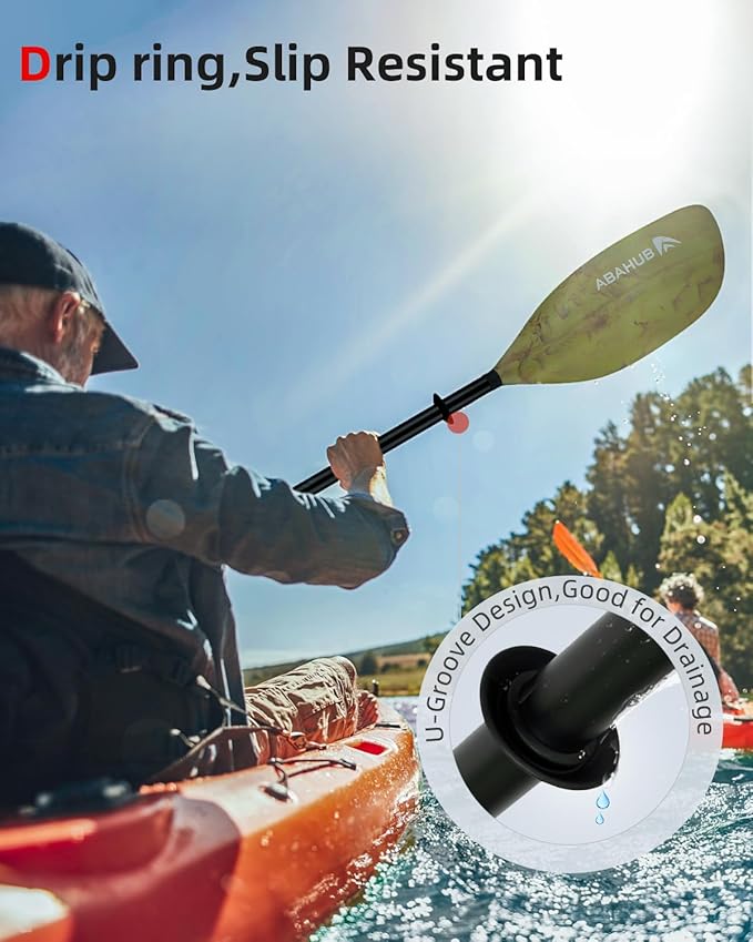 Abahub Adjustable Kayak Paddle 210-230 cm/ 230-250 cm Floating Kayaking Oars Boating Oars Canoeing Oars Black-StrideForce Fitness