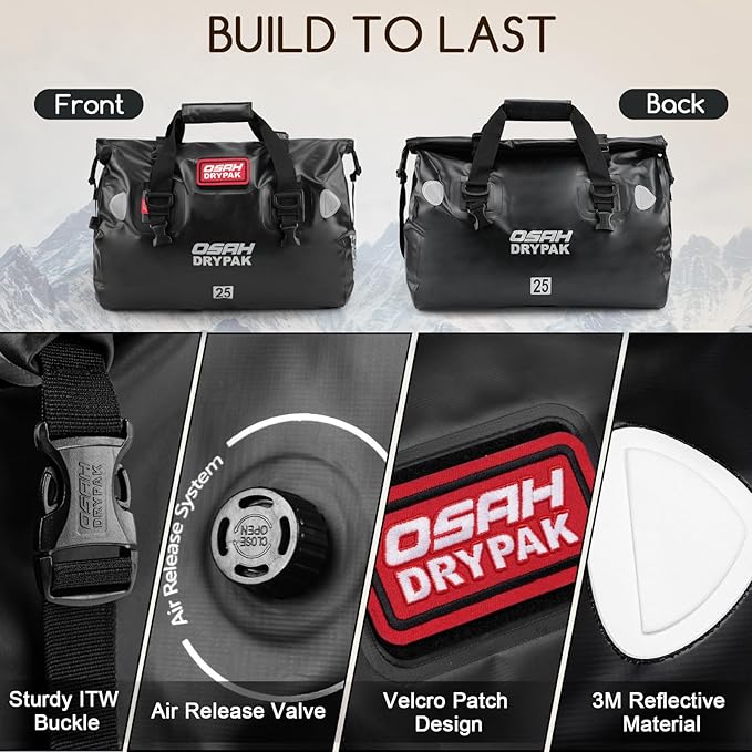 Waterproof Duffel Bag - Motorcycle Dry Bag Tail Bag with Large Storage Space, Waterproof Luggage Duffle Bags with Outer Mesh Zipper Pocket for Camping, Kayaking, Fishing & Traveling-StrideForce Fitness