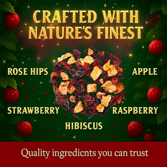 Bellasia Tea Fairy Berry for Kids Using Real Fruit Pieces - Caffeine Free Herbal Tea Blend with Real Ingredients & Balanced Flavor- Add Loose Leaf Tea to Your Child’s Routine for A Fun & Tasty Drink. 20-25 Cups-StrideForce Fitness