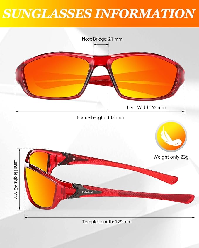 Frienda 6 Pack Polarized Sport Sunglasses for Men Multipack Fit over Glasses Pack Lot Set Men's Sport Fishing Eyeglasses-StrideForce Fitness