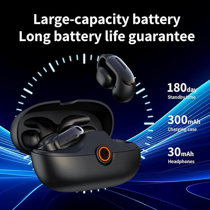 Open Ear Earbuds,Bluetooth 5.4Wireless Headphones,Lightweight Comfort Clip-On Earbuds with Mic for Clear Calls,36H Playtime,Touch Control,IPX5 Waterproof,Fit for Running Cycling Glasses Wearers-StrideForce Fitness