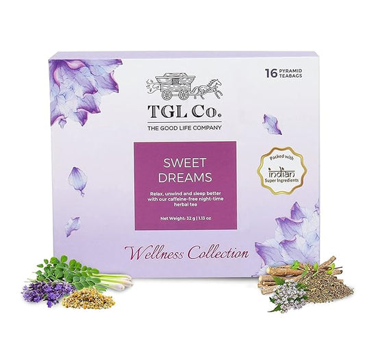 TGL Co. Sweet Dreams Herbal Green Tea – 16 Tea Bags | Chamomile, Lavender & Valerian | Calming & Sleep Support Blend-StrideForce Fitness
