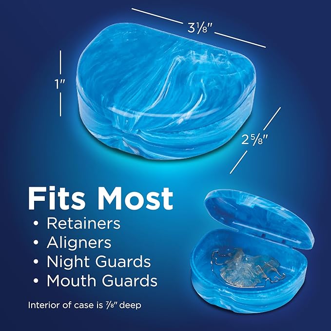 Practicon Marble Retainer Cases, Orthodontic Aligner Case, Mouth Guard Holder (3 Pack) (Midnight)