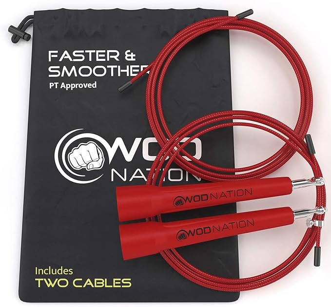 WOD Nation Adjustable Speed Jump Rope For Men, Women & Children - Blazing Fast Fitness Skipping Rope Perfect for Boxing, MMA, Endurance-StrideForce Fitness