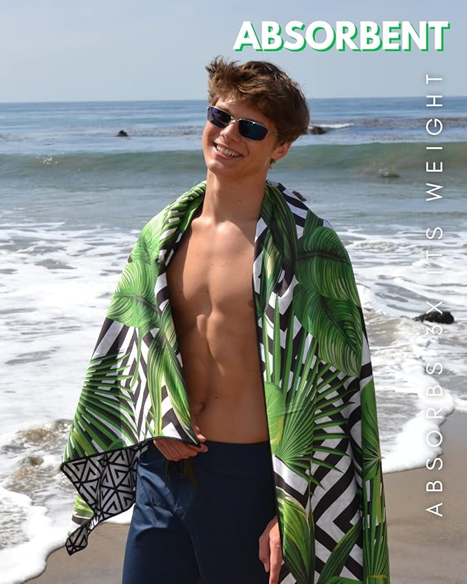 ECCOSOPHY Microfiber Beach Towel - Sand Free Towels are Quick Dry, Light Weight, Super Absorbent - Perfect Pool, Travel, Cruise, Camping Essentials - Oversized Extra Large for Adults 71x35 in-StrideForce Fitness