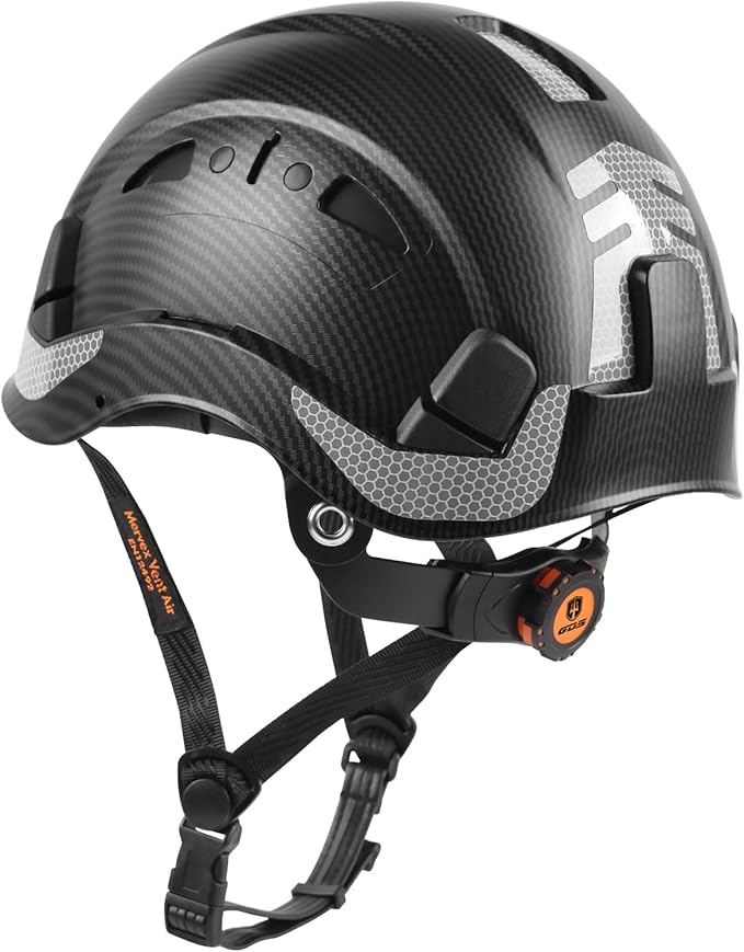 GREEN DEVIL Safety Helmet Hard Hat with Chin Strap Vented Lightweight Adjustable Hardhat for Men Women with Hi-Viz Design Ideal for Tree Climbing Work at Height-StrideForce Fitness