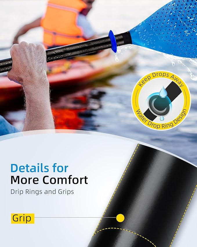 OCEANBROAD Kayak Paddle 86in/218cm, 90.5in/230cm Alloy Shaft 2-Piece Floatable Kayak Oar for Kayaking Canoeing Boating-StrideForce Fitness