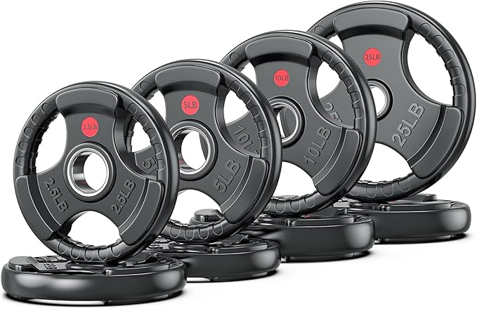 XDDIAS Rubber Weight Plates for Barbell, 2-Inch Olympic Grip Plate for Strength Training, Weightlifting and Bodybuilding in Home & Gym, Solid Cast Iron Weight Plates Pair and Sets-StrideForce Fitness