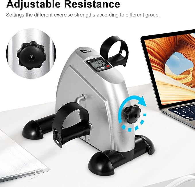 Mini Exercise Bike, himaly Under Desk Bike Pedal Exerciser Portable Foot Cycle Arm & Leg Peddler Machine with LCD Screen Displays-StrideForce Fitness