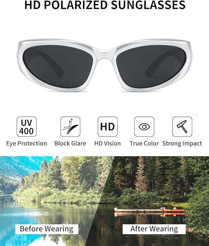 SOAR&EAGLE Y2K 3Pack Polarized sunglasses Wrap Around Men's Women's sunglasses Fashion Sport Shades Sun Glasses-StrideForce Fitness