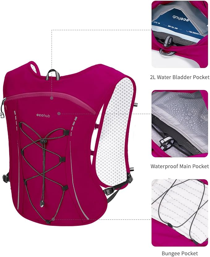 ECOHUB Running Hydration Vest Backpack,Lightweight Breathable Pack with 2L Water Bladder Bag Daypack for Hiking Trail Running Cycling Race Marathon for Women Men-StrideForce Fitness
