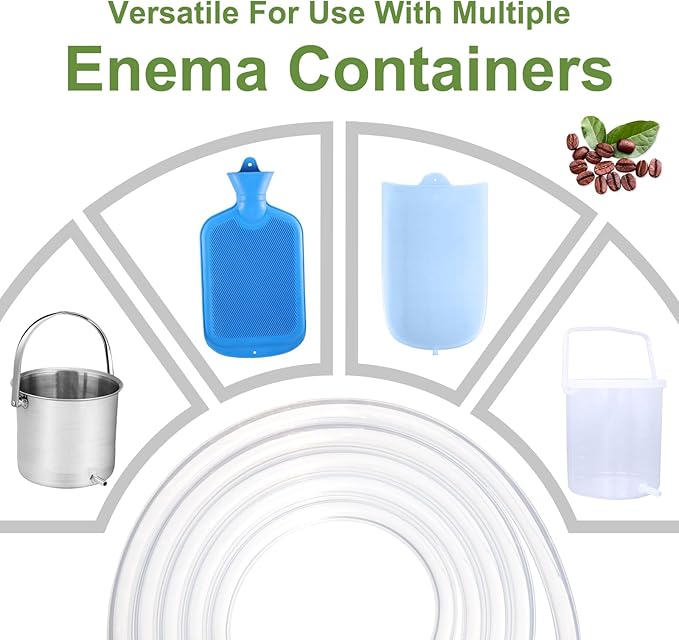 Enema Replacement Tube 6.6FT Silicone Enema Hose with 5 Reusable Nozzle Tips – Flexible Leak-Proof Enema Kit Replacement Tubing for Colon Cleansing and Detox Douche-StrideForce Fitness