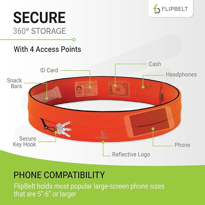 FlipBelt Classic Running Belt, Running Fanny Pack for Women and Men, USA Company-StrideForce Fitness