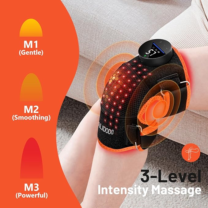HALIDODO Red Light Therapy Knee Brace, Knee Massager with 4 Vibration Areas, Wireless Rechargeable Controller, 660nm & 850nm Red Light Therapy Heated Device for Knee/Joint/Elbow/Shoulder Pain Relief-StrideForce Fitness
