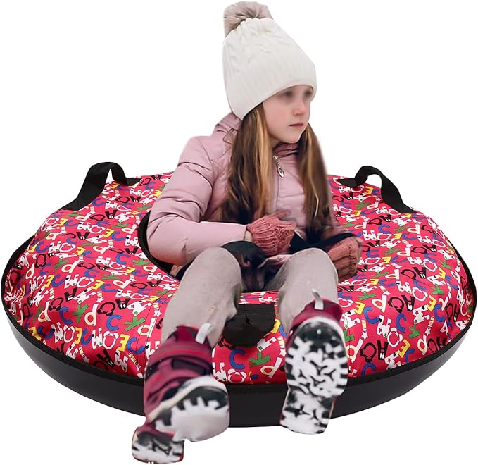 Snow Tube, Oxford Cloth Inflatable Sledding Tube with Cushion, 35.43in Towable Snow Sleds for Kids and Adult, Inflatable Sled for Outdoor Skiing, Sand Sliding, and Grass Sliding-StrideForce Fitness