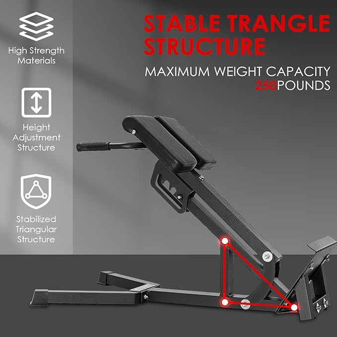 FANATICS Roman Chair Back Extension Machine Hyperextension Bench Reverse Hyper Lower Back Exercise Equipment Multi-Functional Core and Glute Workout Bench for Home Gym-StrideForce Fitness