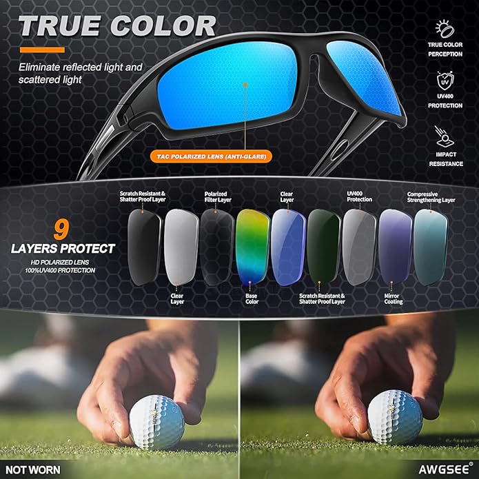 Polarized Sports Sunglasses for Men 100% UV Protection Wrap Around Unbreakable Sun Glasses for Fishing Driving-StrideForce Fitness