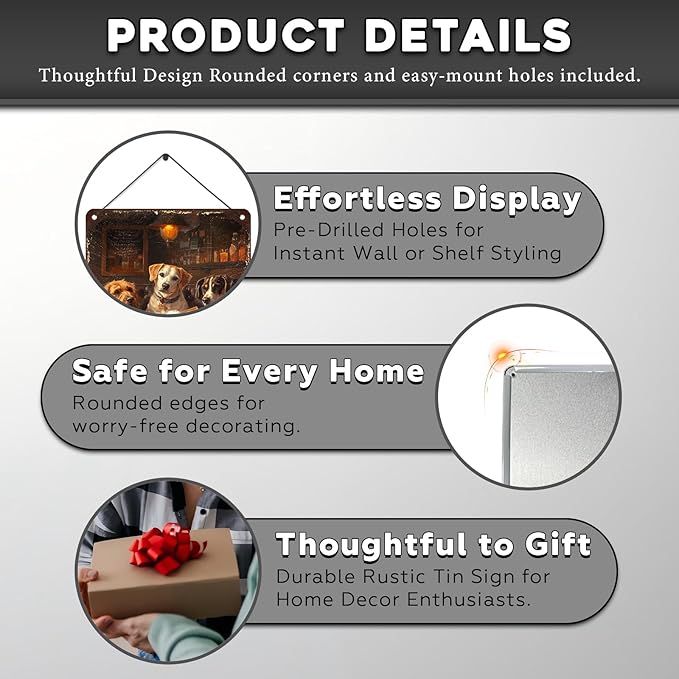 Vintage Dogs Tin Sign Retro Beer Metal Poster Funny Dog Lovers Wall Art Wall Decor for Kitchen Man Cave Shop Bar 12 * 8inch-StrideForce Fitness