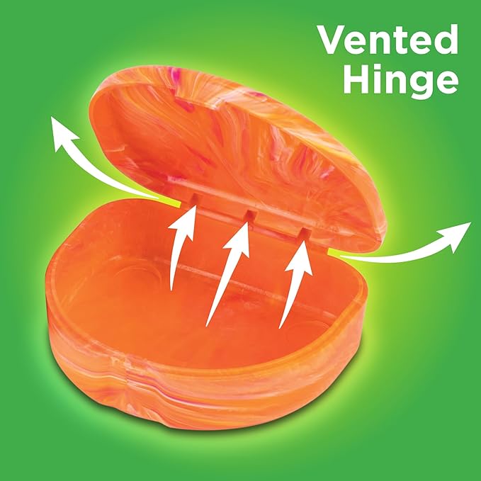 Practicon Marble Retainer Cases, Orthodontic Aligner Case, Mouth Guard Holder (3 Pack) (Orange & Pink)