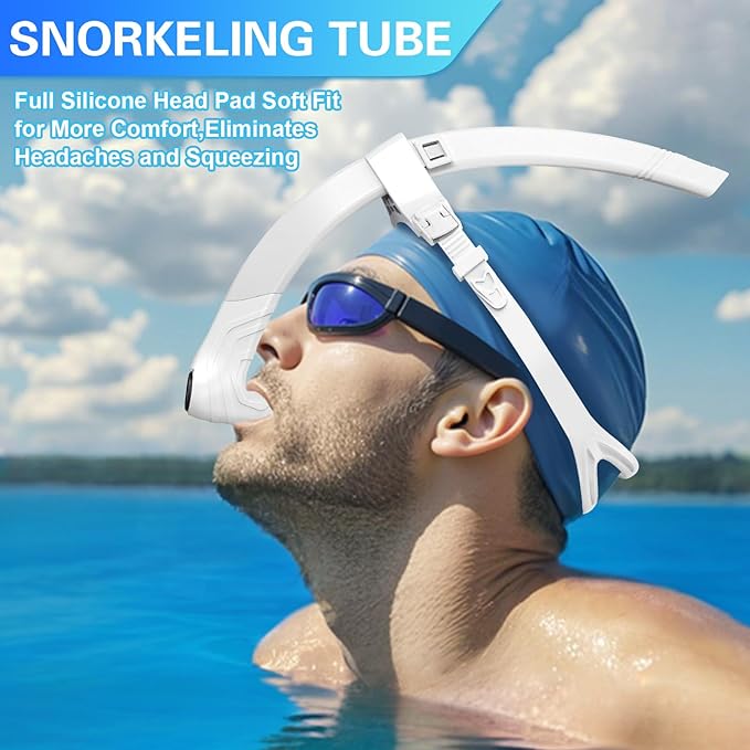 Greatever Detachable Portable Snorkel for Lap Swimming Unisex-Adult Silicone Adjustable Headband One Way Exhaust Valve-StrideForce Fitness