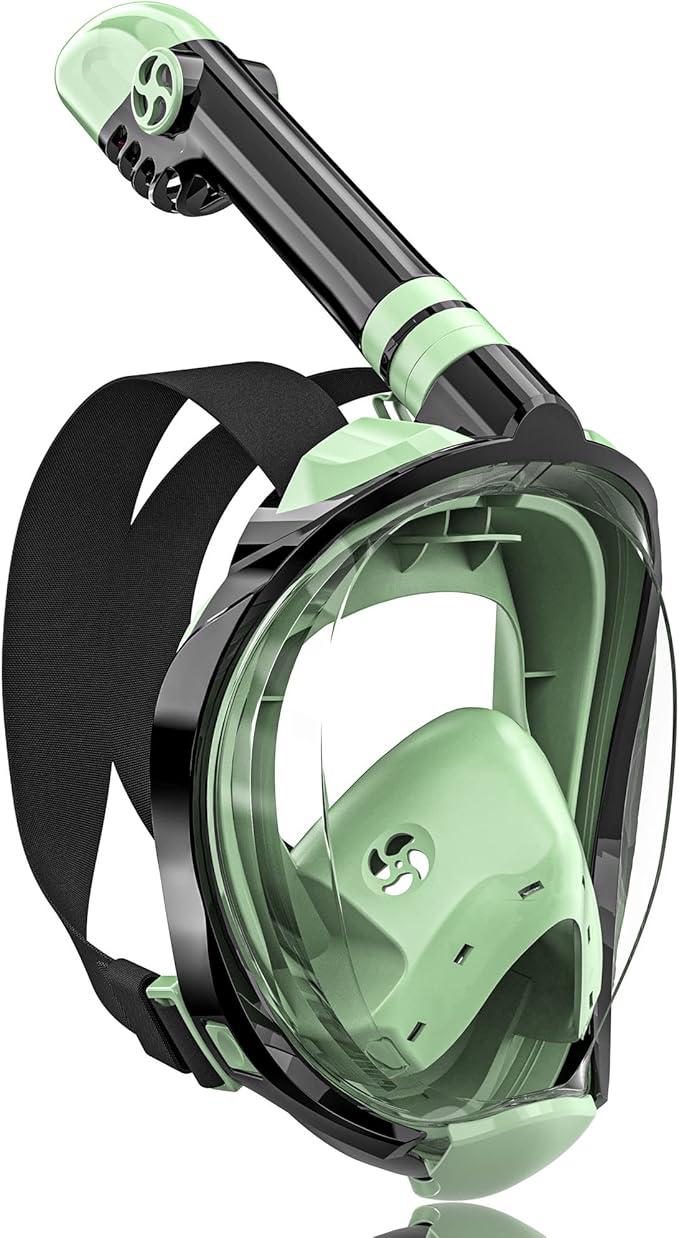 QingSong Full Face Snorkel Mask for Adults, Snorkeling Gear with Camera Mount, 180 Degree Panoramic View Snorkel Set Anti-Fog Anti-Leak-StrideForce Fitness