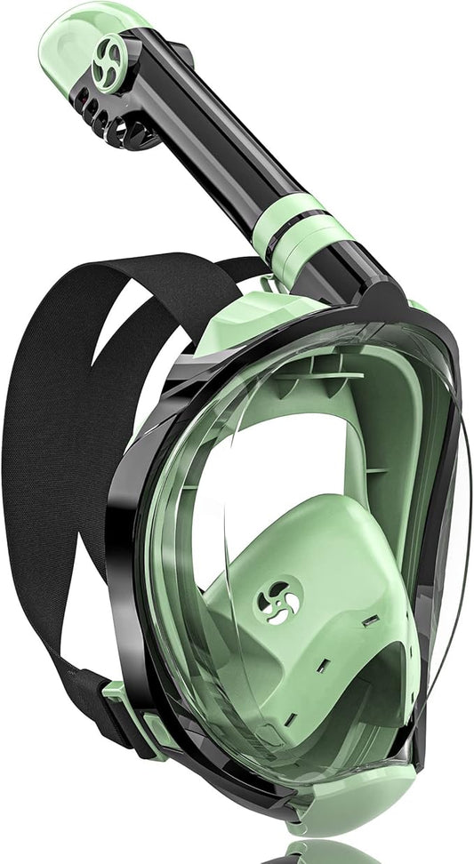 QingSong Full Face Snorkel Mask for Adults, Snorkeling Gear with Camera Mount, 180 Degree Panoramic View Snorkel Set Anti-Fog Anti-Leak-StrideForce Fitness