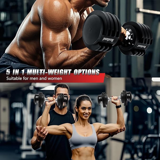Adjustable Dumbbell Set of 2 Anti-Slip Handle 5 Different Free Weights Per Dumbbell for Men Women Home Workout Gym-StrideForce Fitness