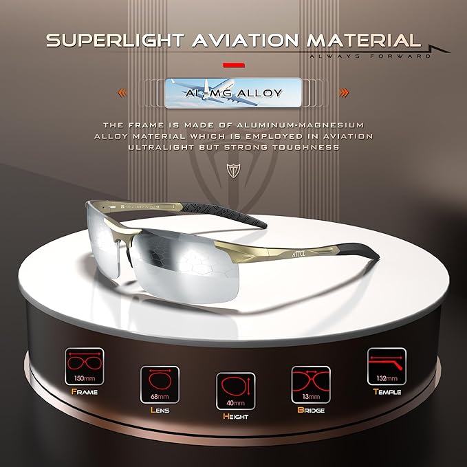 ATTCL Men's Sports Polarized Sunglasses Men for Driving running Fishing Golf - UV Protection Sun glasses Metal Frame-StrideForce Fitness