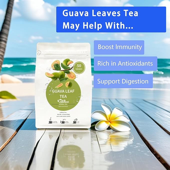 Samcci - Guava Leaves Tea Bags, 50 Teabags - Hojas De Guayaba, Premium Guava Leaf Tea - Immune Support - Digestion & Relaxation - Non-GMO - Caffeine-free-StrideForce Fitness
