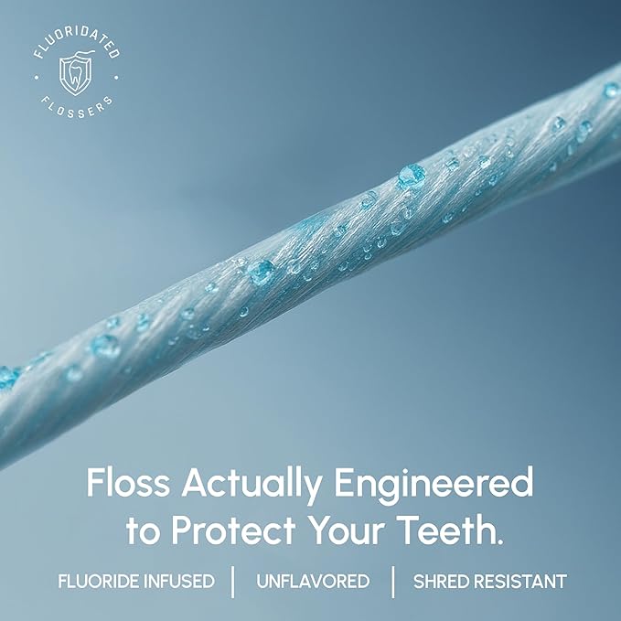 Fluoride Floss Picks - Enhanced Cavity Protection, Unflavored Floss Picks. Shred Resistant Nylon Flossers, 180 Count, Dentist Designed and Backed by Science