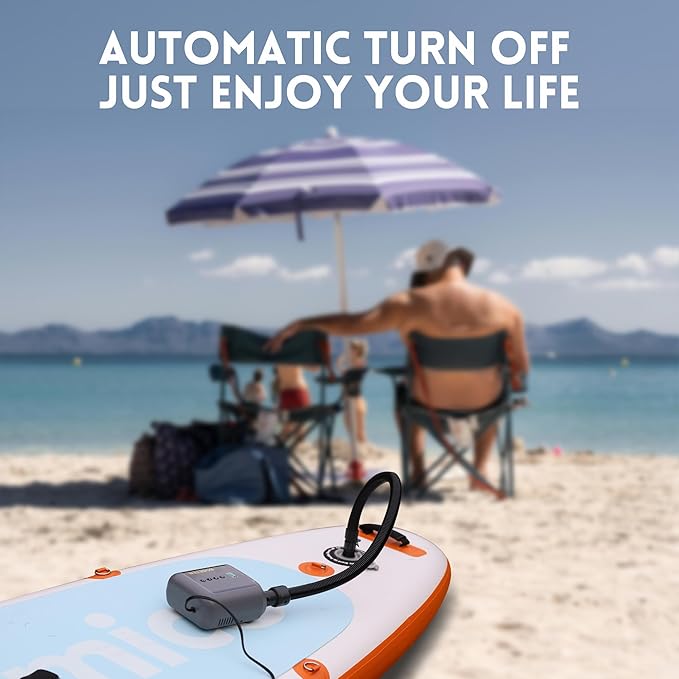 Paddle Board Pump, SUP Electric Air Pump, Deflation Function, Auto-Off, 12V DC Car Connector for Inflatable Stand Up Paddle Board, Kayaks, Boats, Inflators, Paddleboards-StrideForce Fitness