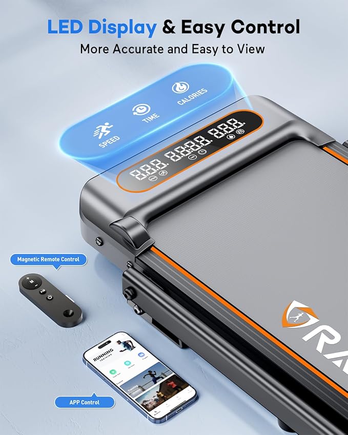 Foldable Treadmill with 10% Incline Upgrade 3.5HP Low Noise Walking Pad Treadmill with Handle Bar Rayspace 4 in 1 Portable Under Desk Treadmills for Home/Office, 350Lbs Capacity, APP & Remote Control-StrideForce Fitness