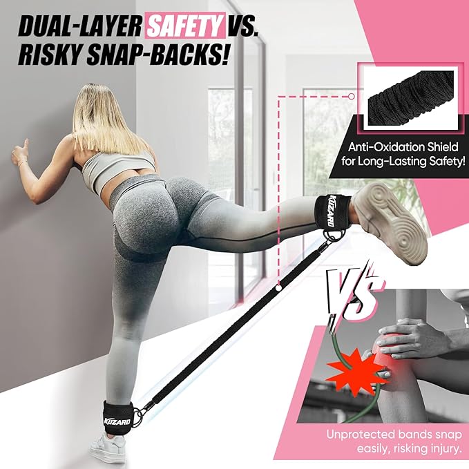 Ankle Resistance Bands with Cuffs for Working Out, Resistance Bands for Women, Exercise Bands for Leg and Glute, Booty Workout Equipment for Kickbacks, Butt and Hip Training, Ankle Weights Bands Set