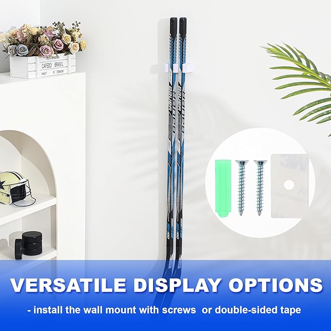 Yousoontic Hockey Stick Holder Wall Mount, 1-6 Stick Capacity, Ice and Field Hockey Organizer (Decor & Storage 2-in-1) for Home Garage Room Office Sports Decoration-StrideForce Fitness